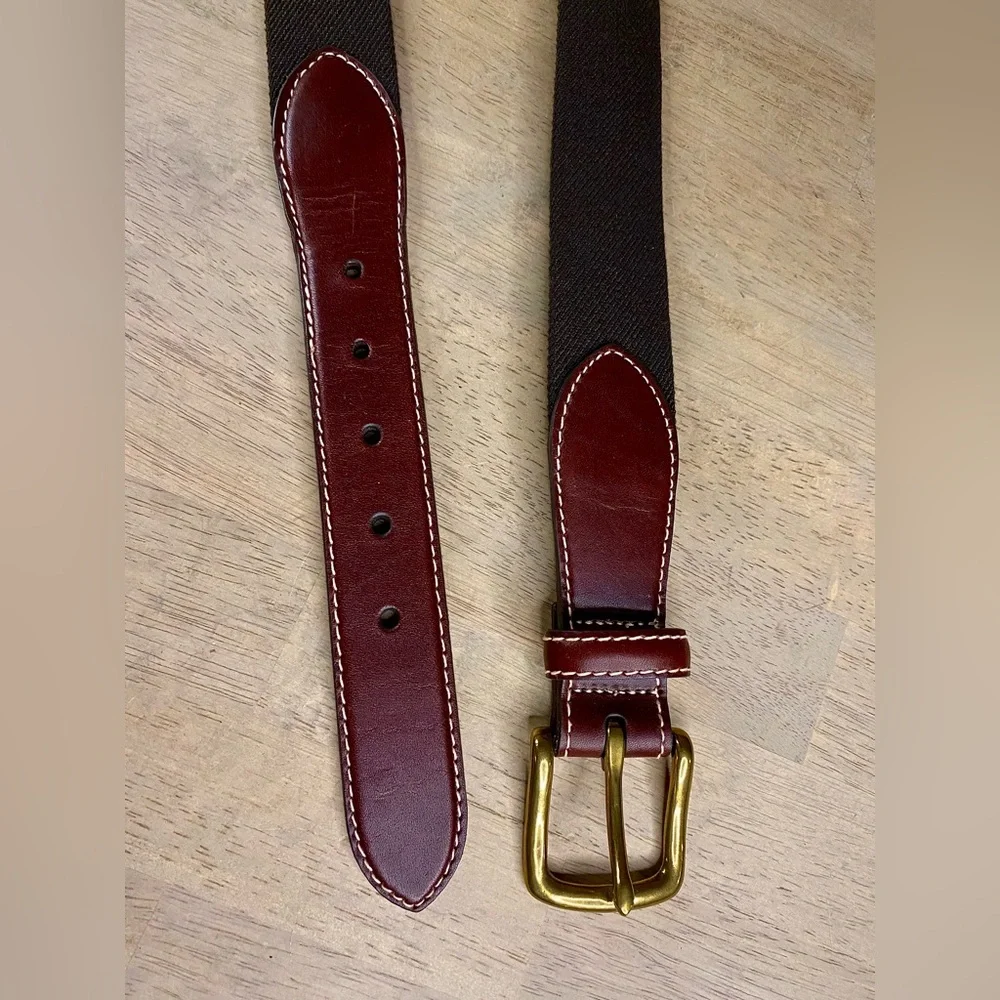 LL Bean Comfort Waist Belt‎ Men Black & Maroon Size 42